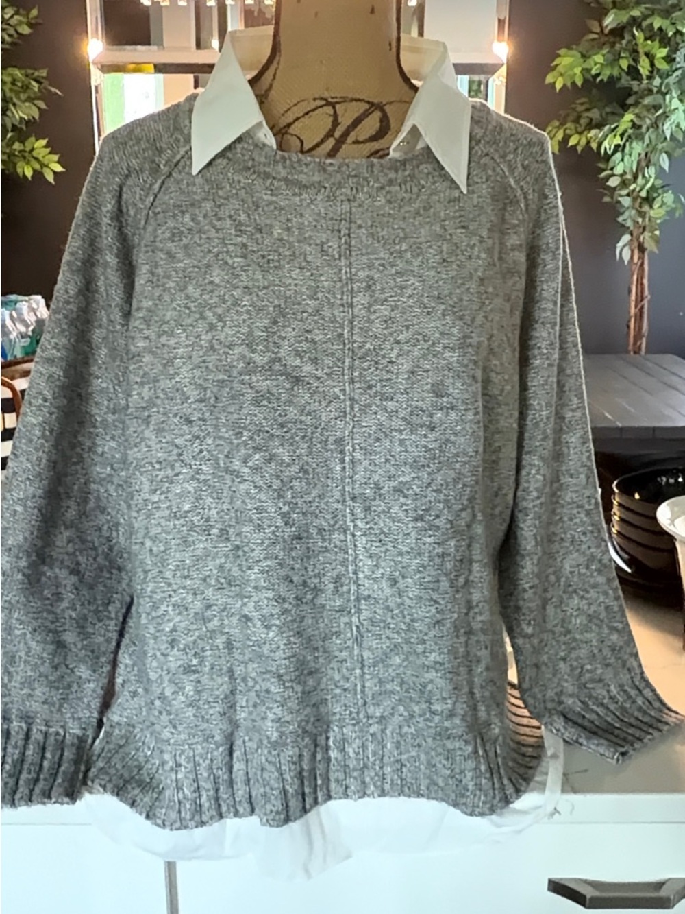 New with tags Ralph Lauren Gray Crewneck Sweater with Shirt-Layer